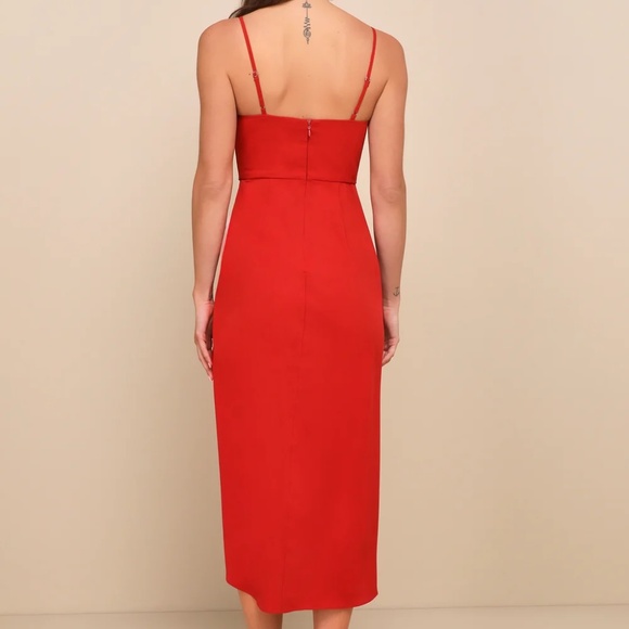 LuLus Reinette Rust Red Midi Dress NWT - Picture 2 of 6